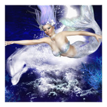 Sereia com convites do golfinho