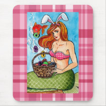 Sereia da páscoa e seu ajudante pequeno mousepad
