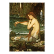 Sereia pelo Waterhouse de JW, arte da mitologia do Convites Personalizado