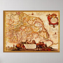 Série germânica velha do mapa de Willem Blaeu Rhin Pôsteres