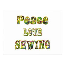Sewing do amor da paz cartão postal