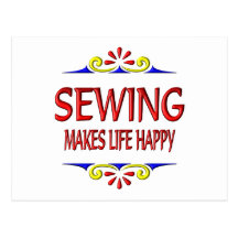 Sewing faz a vida feliz cartao postal