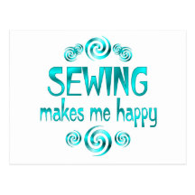 Sewing faz-me feliz cartão postal