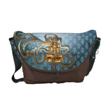 Shiva - azul, damasco, a bolsa mensageiro do ouro