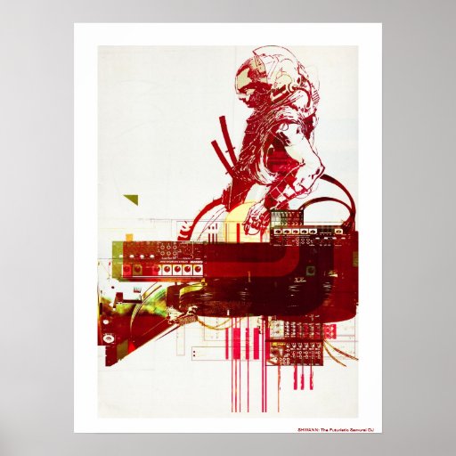 SHWANN: O samurai futurista DJ Pôsteres