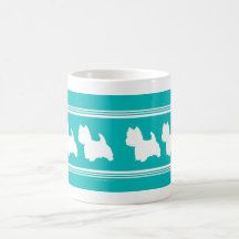 Silhueta de Westie na turquesa Caneca