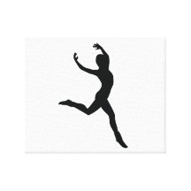 Silhueta elegante do preto da dança do balé impressão de canvas envolvida