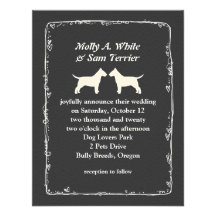 Silhuetas de bull terrier que Wedding o anúncio Convites Personalizado