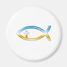 Símbolo cristão dos peixes com crucifixo - céu & t ima de geladeira