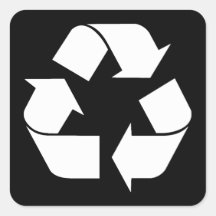 Símbolo do reciclagem - branco (para fundos pretos adesivo em forma quadrada
