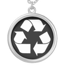 Símbolo do reciclagem - branco (para fundos pretos colares personalizados