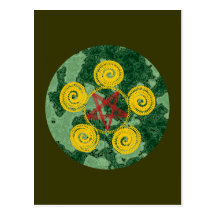 Símbolo espiral spirals Pentagramm pentacle Cartão Postal
