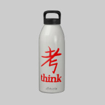 Símbolo Japão Kanji think garrafas de água