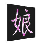 Símbolo japonês da caligrafia do Kanji da filha Impressão De Canvas Esticada