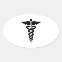 Símbolo médico adesivos em formato oval