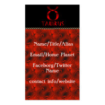 Símbolo vermelho do horóscopo do Taurus Cartões De Visita