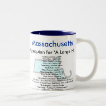 Símbolos & mapa de Massachusetts Caneca