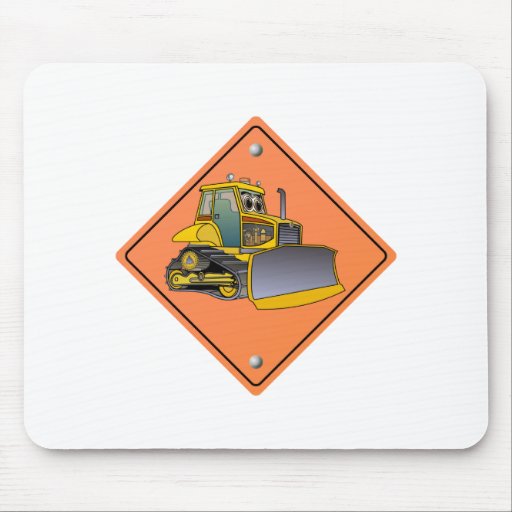 Sinal da construção dos desenhos animados da escav mouse pad