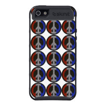 Sinal de paz branco & azul vermelho - caso de Skin Capa iPhone 5