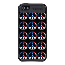 Sinal de paz branco & azul vermelho - caso de Skin iPhone 5 Capa
