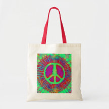 Sinal de paz psicadélico abstrato da Laço-Tintura Bolsa De Lona