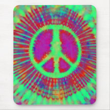 Sinal de paz psicadélico abstrato da Laço-Tintura Mousepads