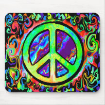 Sinal de paz psicadélico mouse pad