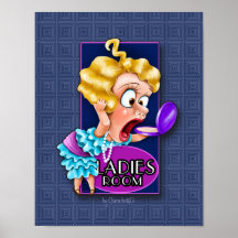 Sinal engraçado da sala de senhoras. Flapper. tema Poster