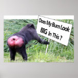 Sinal grande do vagabundo com foto do macaco posters
