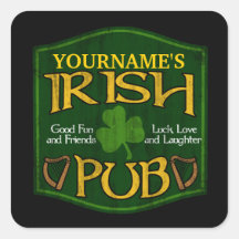 Sinal irlandês personalizado do bar adesivos quadrados