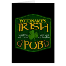 Sinal irlandês personalizado do bar cartao