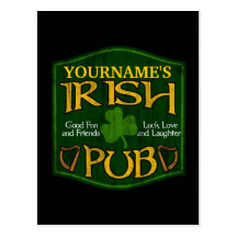 Sinal irlandês personalizado do bar cartoes postais