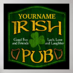 Sinal irlandês personalizado do bar posters