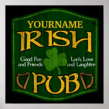 Sinal irlandês personalizado do bar posters