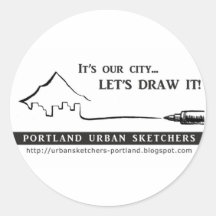Sketchers urbanos de Portland Adesivos Em Formato Redondos