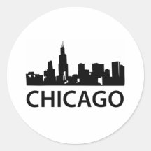 Skyline de Chicago Adesivos Em Formato Redondos