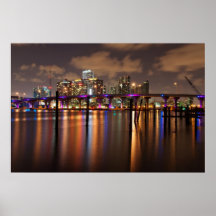 Skyline na noite - poster de Miami