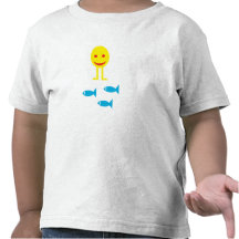 Smiley de passeio com peixes tshirt