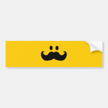 Smiley do bigode (cor customizável do fundo) adesivos