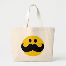 Smiley do bigode (cor customizável do fundo) bolsa