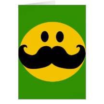 Smiley do bigode (cor customizável do fundo) cartões