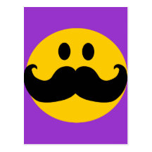 Smiley do bigode (cor customizável do fundo) cartoes postais