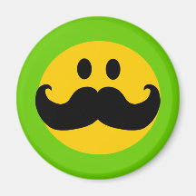 Smiley do bigode (cor customizável do fundo) imas de geladeira