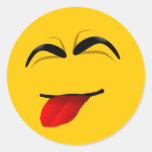 SMILEY ENGRAÇADO DA CARA ADESIVO EM FORMATO REDONDO