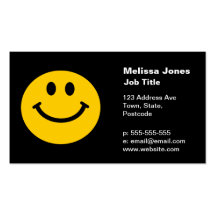 Smiley face amarelo modelos cartões de visita