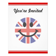 Smiley face britânico da bandeira convites personalizados