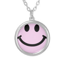 Smiley face cor-de-rosa pingente