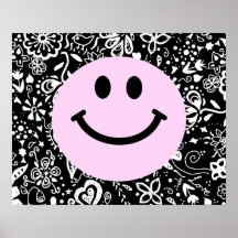 Smiley face cor-de-rosa posters
