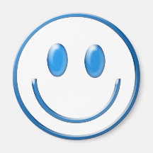 Smiley face de vidro azul imãs de geladeira