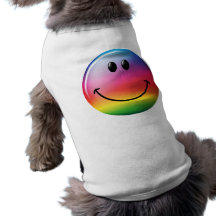Smiley face do arco-íris camisetas para cães